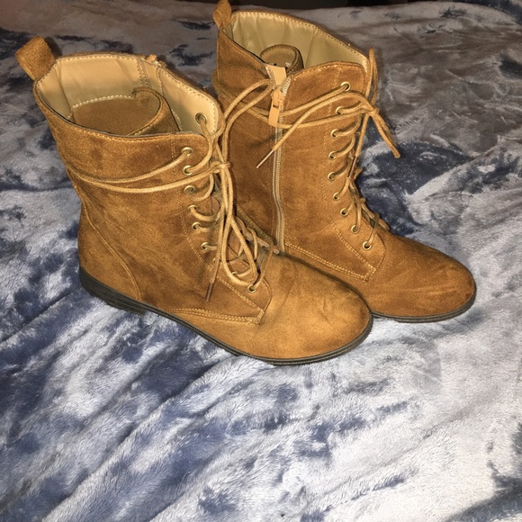 Brown combat boots
